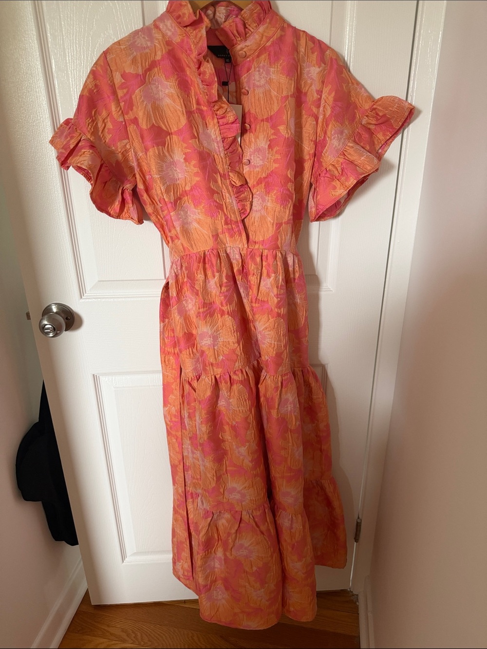 Tiered Floral Maxi Dress in Pink & Orange